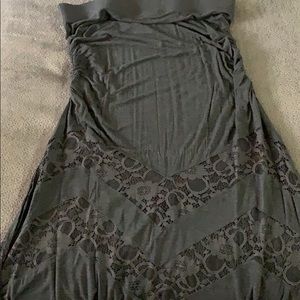 Grey skirt with floral lace accents